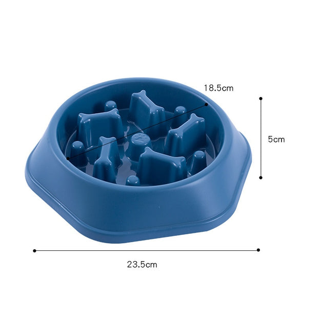 Gamelle anti-glouton chien chat bleue