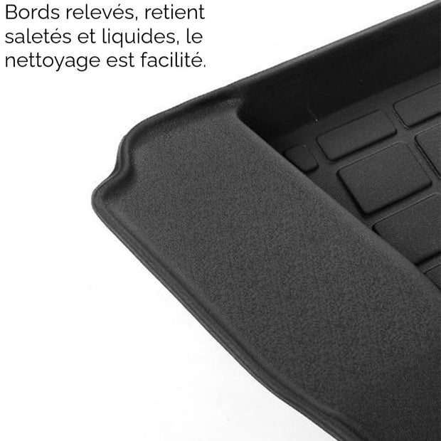 Tapis de coffre pour Tesla Model 3, détail bord relevé.